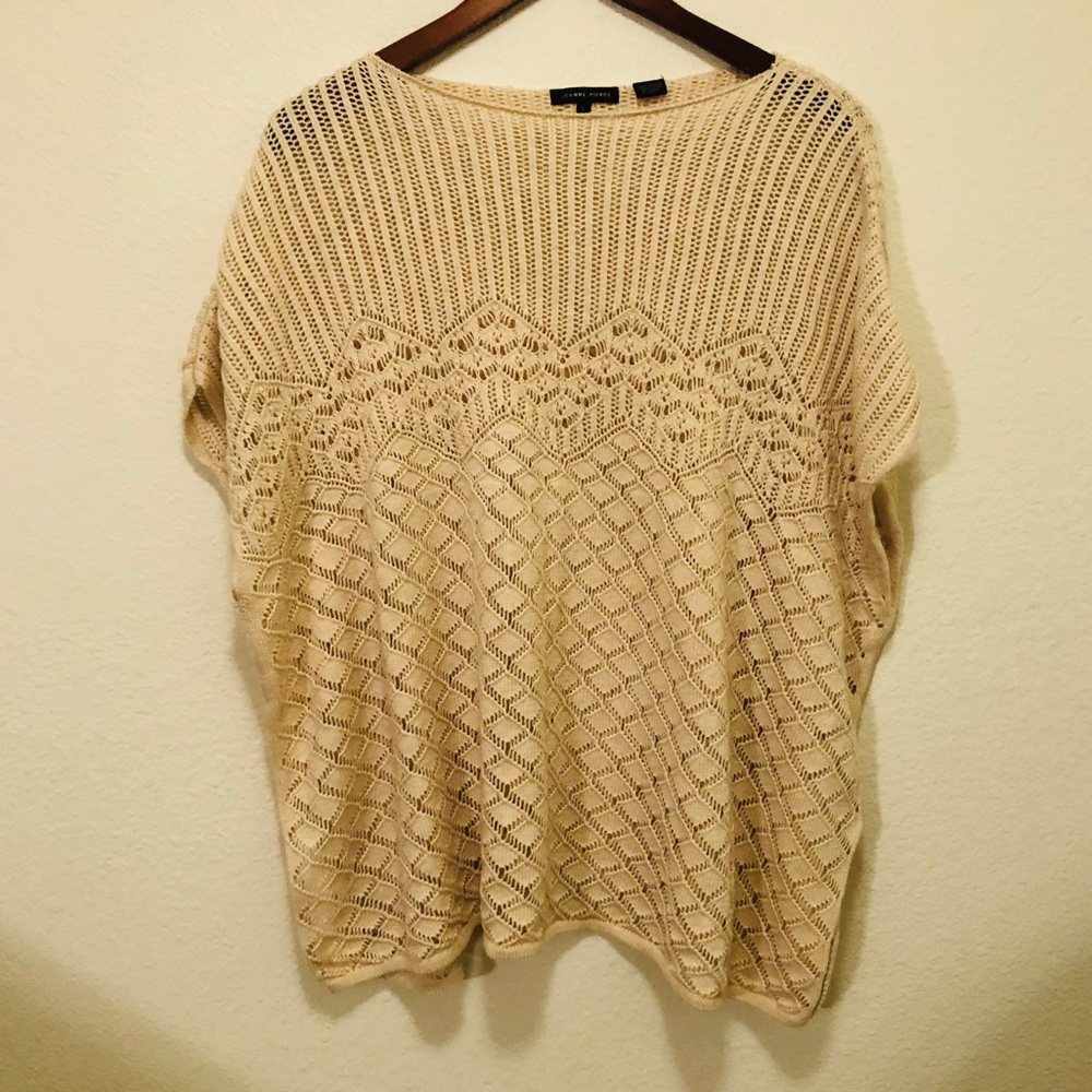 Jeanne Pierre Crochet Sleeveless Sweater Sz L